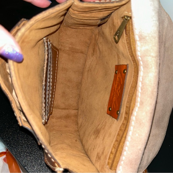 Patricia Nash Small Saddlebag Crossbody in British Tan Leather - Picture 12 of 13